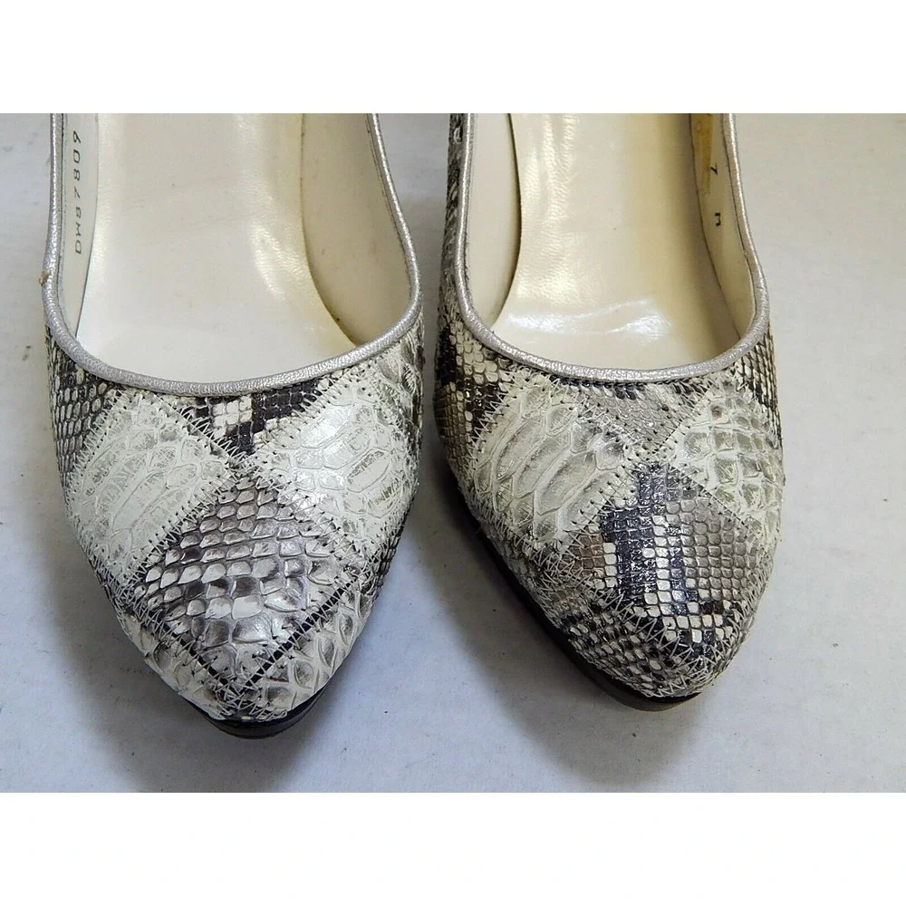 Stuart Weitzman Python‎ Snake Leather Multi Metallic Platform Pumps 7 M - Picture 4 of 6